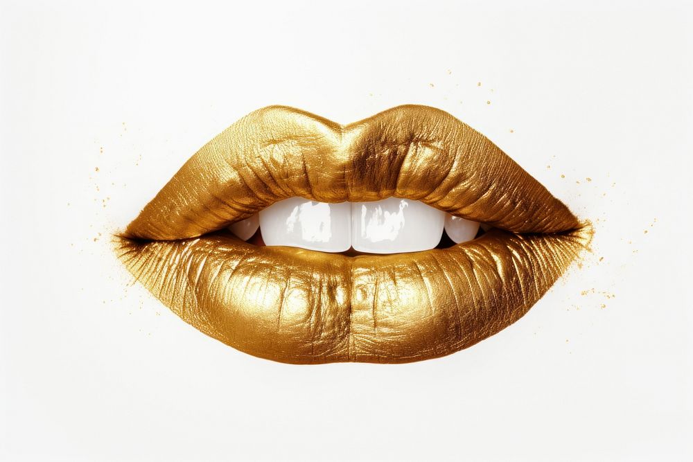 Lips gold lipstick yellow. AI generated Image by rawpixel.