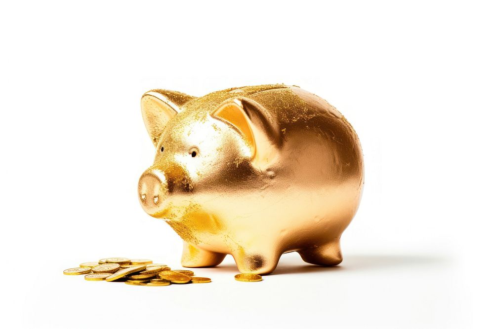 Piggy bank mammal gold representation. AI generated Image by rawpixel.