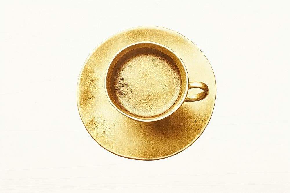 Coffee cup gold saucer drink. AI generated Image by rawpixel.