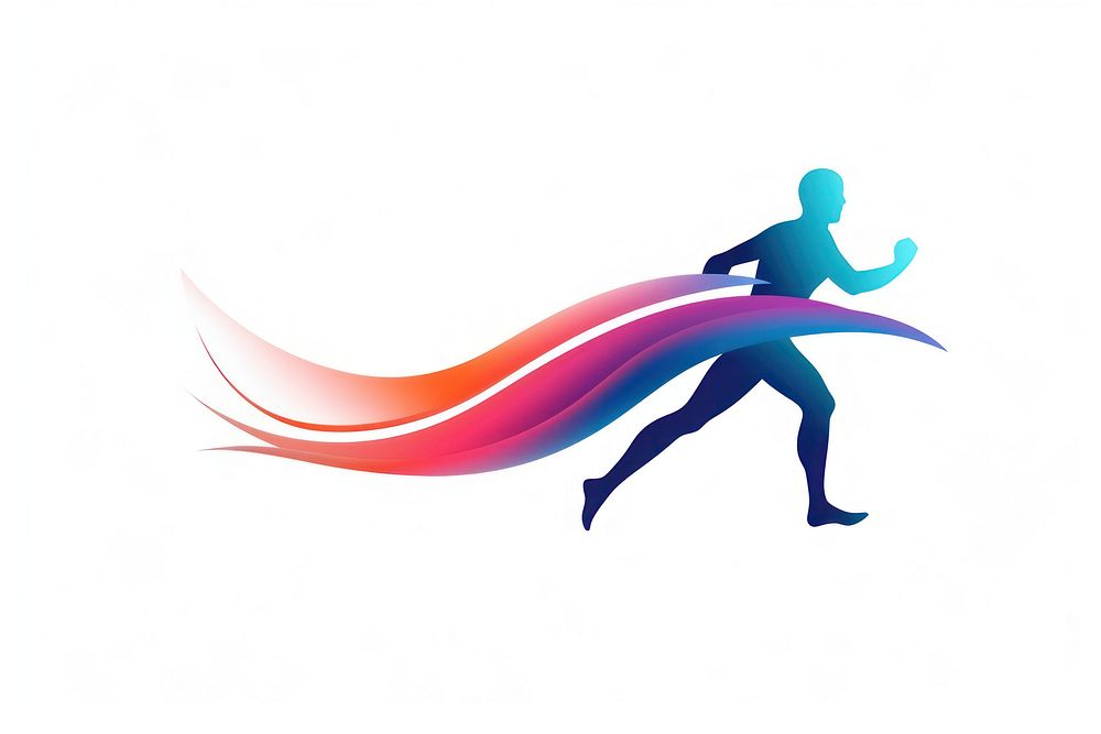 Human running vector logo sports line.