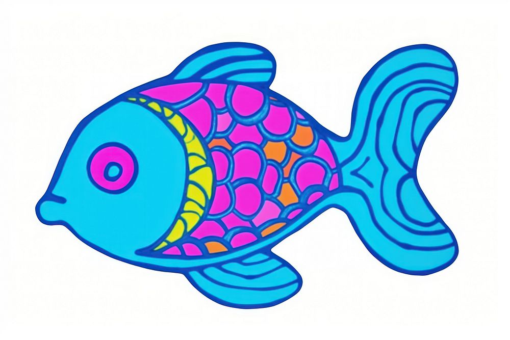 Blue fish animal white background vibrant color. AI generated Image by rawpixel.