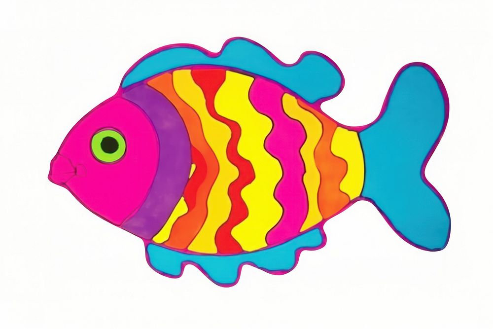 Fish animal white background vibrant color. AI generated Image by rawpixel.