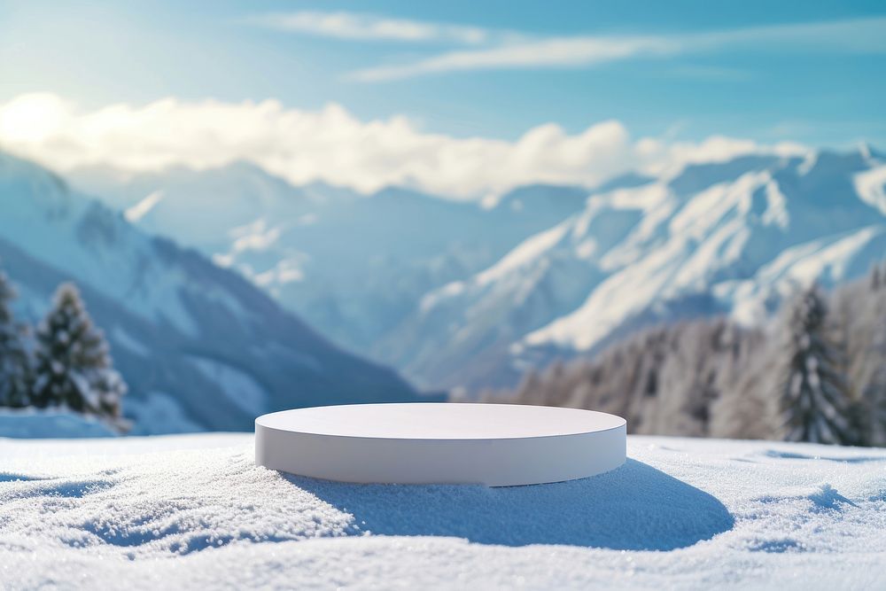 Product podium backdrop snow outdoors nature.