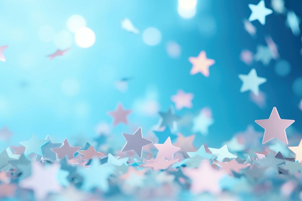 Holographic star shaped confetti backgrounds celebration decoration.