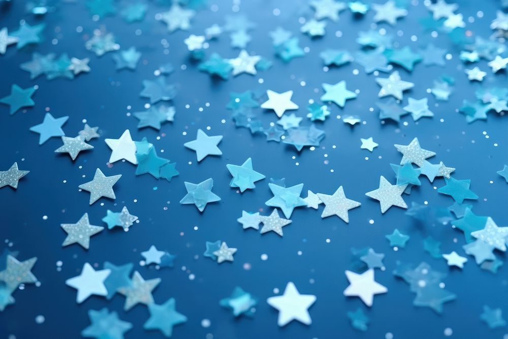 Holographic star shaped confetti backgrounds decoration blue.
