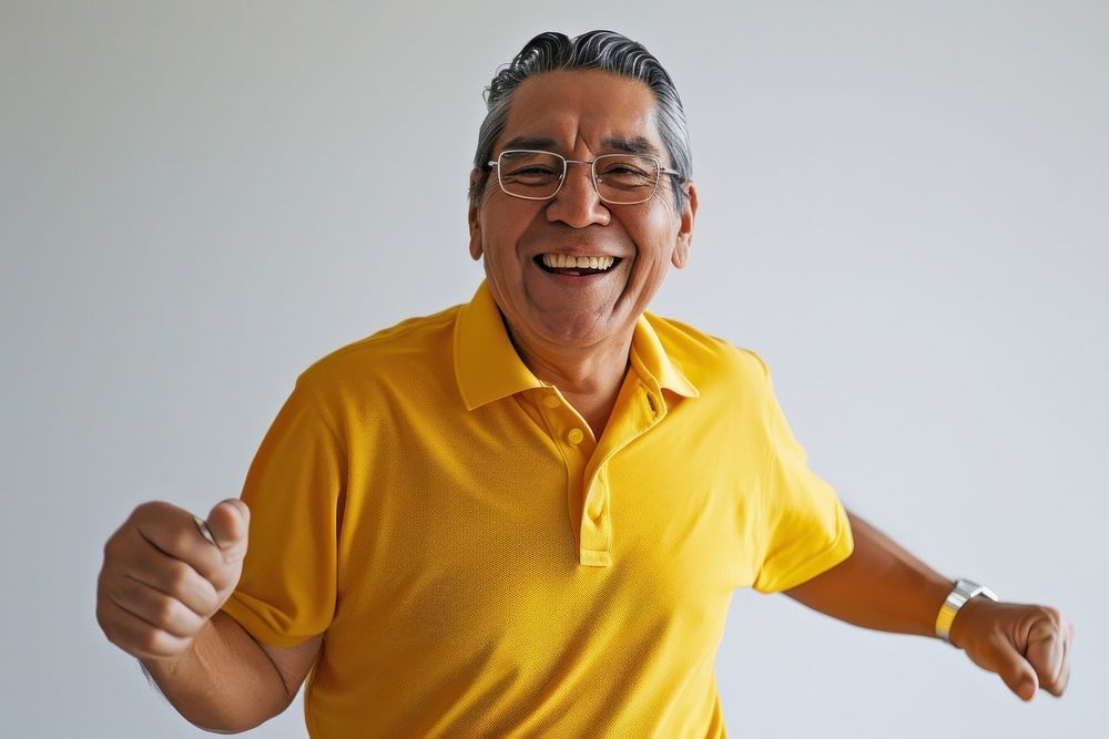 Native american mid-age man dancing smile laughing portrait. AI generated Image by rawpixel.