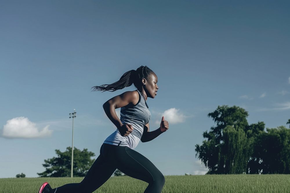 African American woman run running jogging adult.