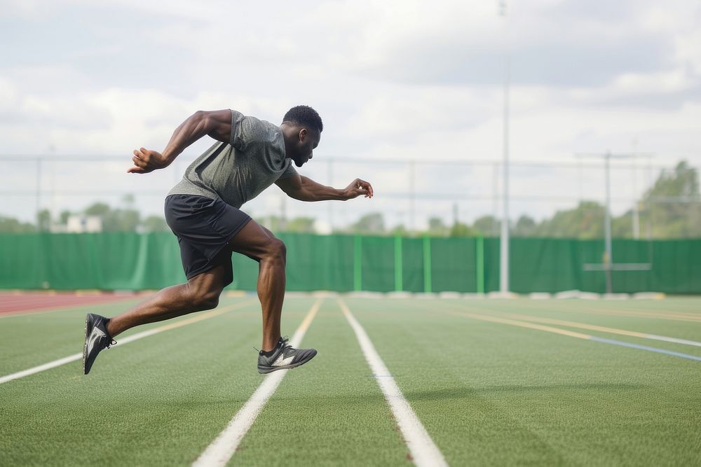 African American man run running jumping adult.