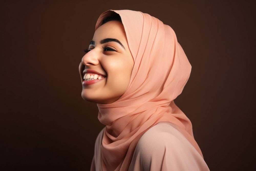 Happy arab woman laughing adult smile. AI generated Image by rawpixel.