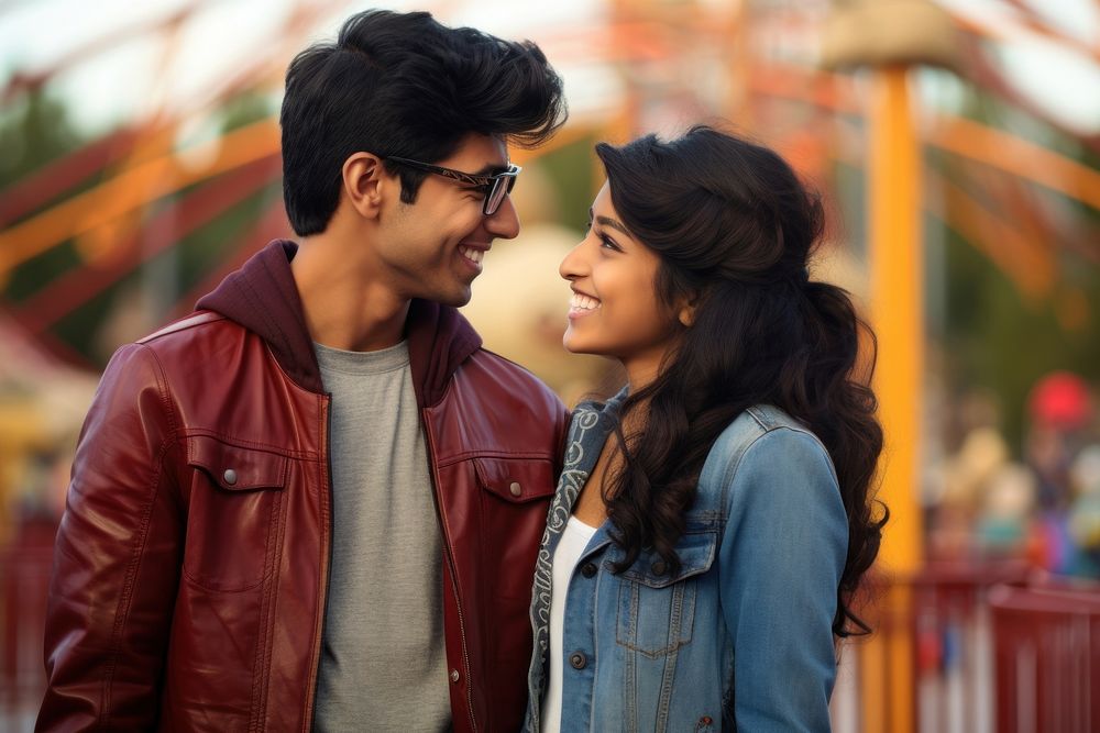 Indian teen couple love fun affectionate.