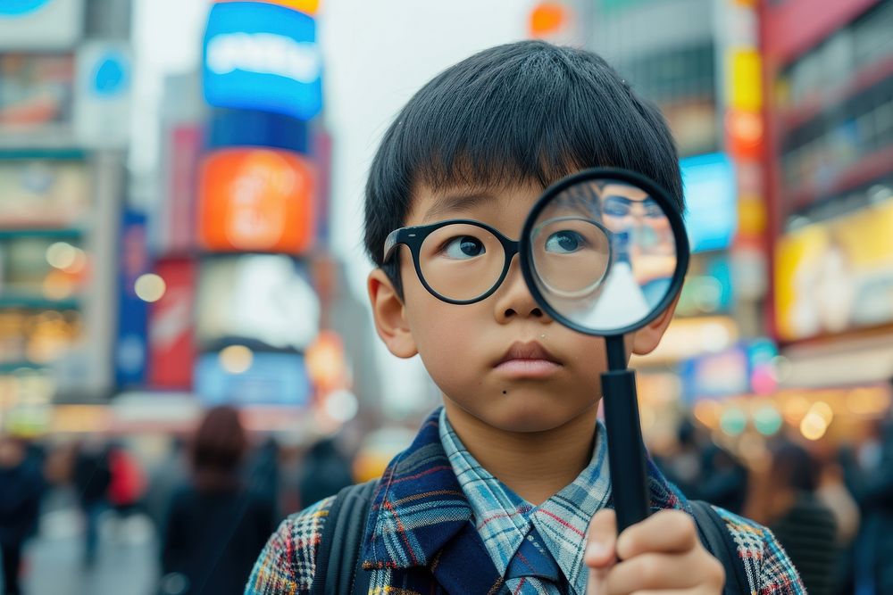 Japanese kid Detective portrait glasses adult.