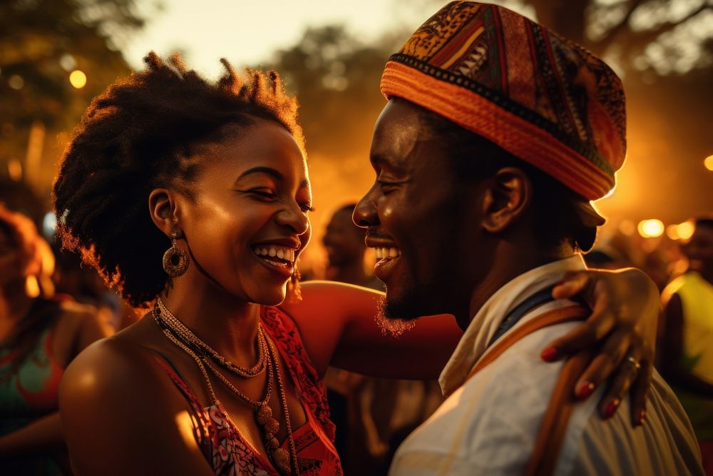 South african couple festival portrait dancing.