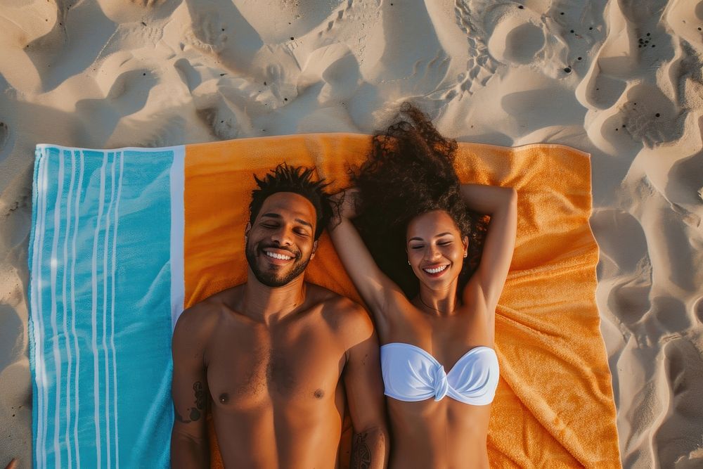 South african couple towel beach adult.