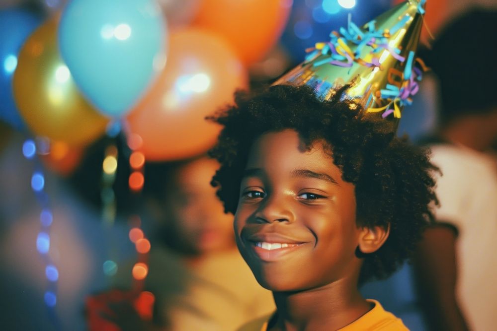 Children black man at birthday party photography portrait balloon.