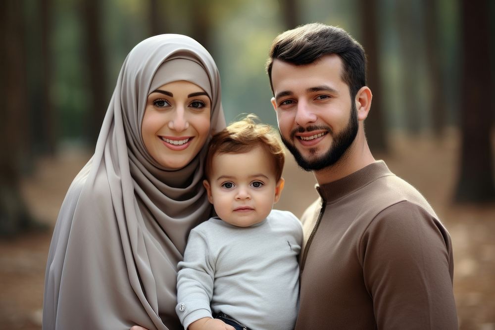 Happy Arabian family portrait adult photo. 