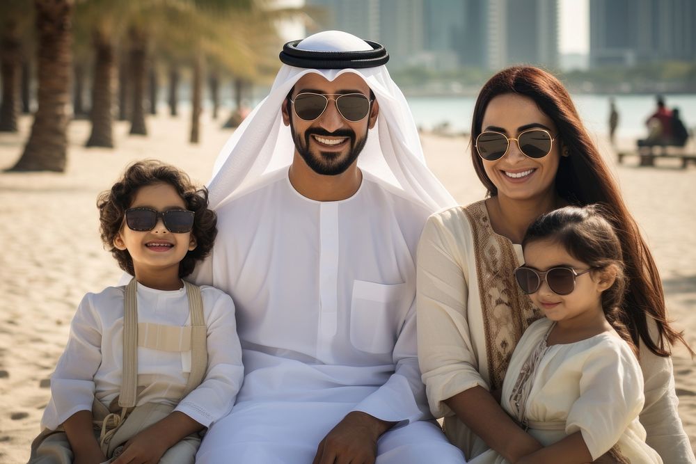 Happy Arabian family portrait adult child. AI generated Image by rawpixel.