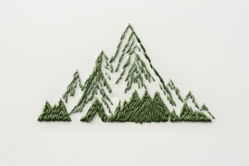 A piece of cute Mountain in embroidery style pattern plant tree.