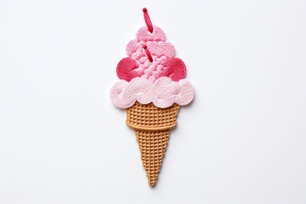 Cute minimal Ice cream in embroidery style dessert food creativity.