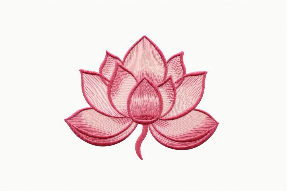Cute minimal Lotus in embroidery style flower petal plant.