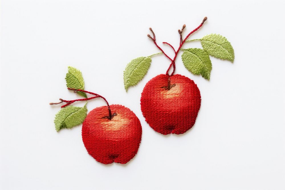 Cute Apples in embroidery style fruit apple berry.