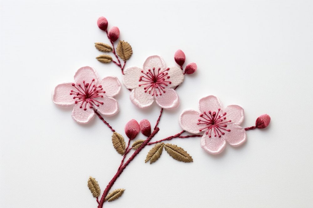 Cute Cherry blossom icon in embroidery style flower cherry plant.