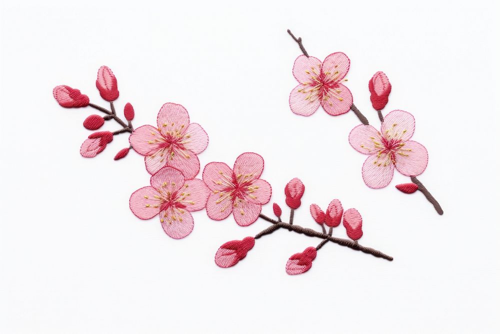 Cute Cherry blossom icon in embroidery style flower cherry plant.