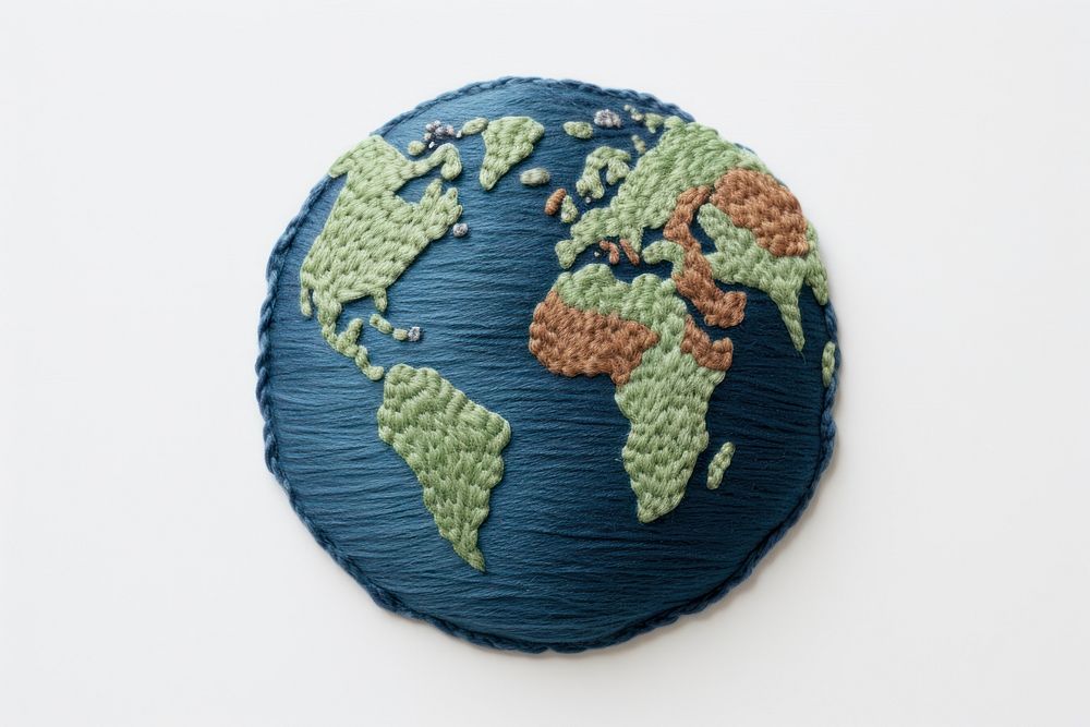 Cute earth in embroidery style pattern space accessories.
