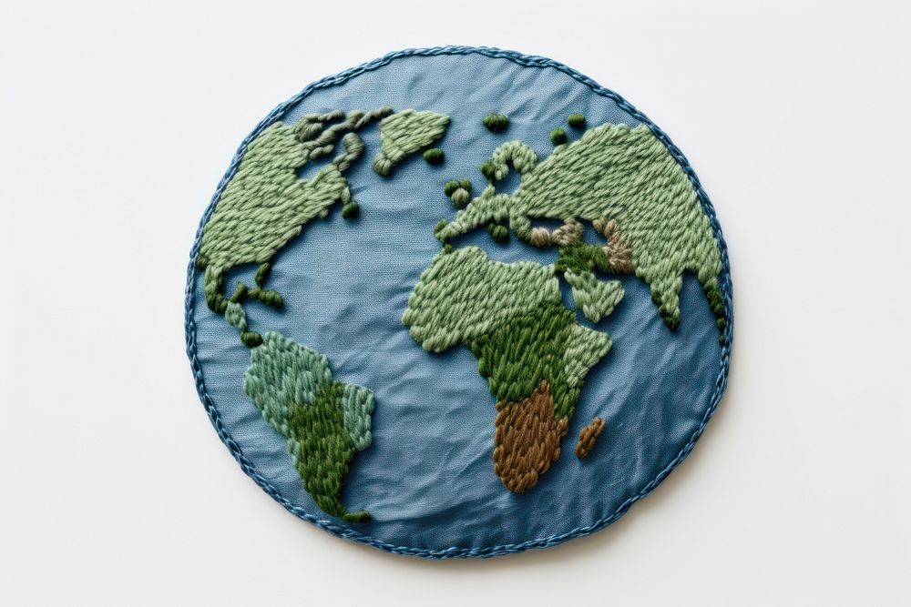 Cute earth in embroidery style pattern creativity astronomy.