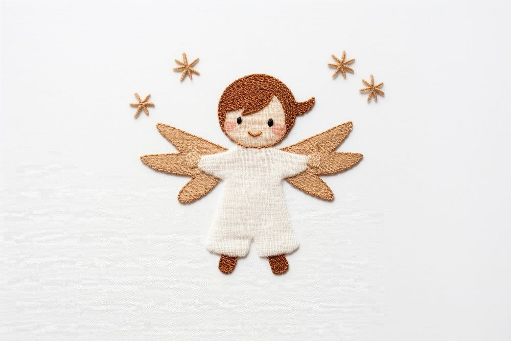 Cute flying Angel in embroidery style pattern angel toy.