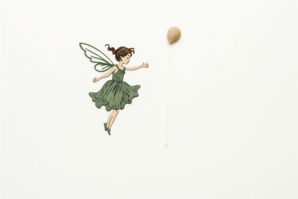 Cute flying Fairy in embroidery style fairy toy creativity.
