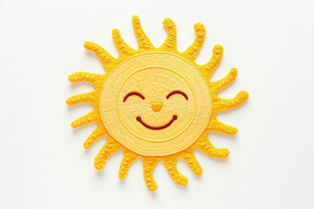 Cute Sun in embroidery style sun anthropomorphic representation.