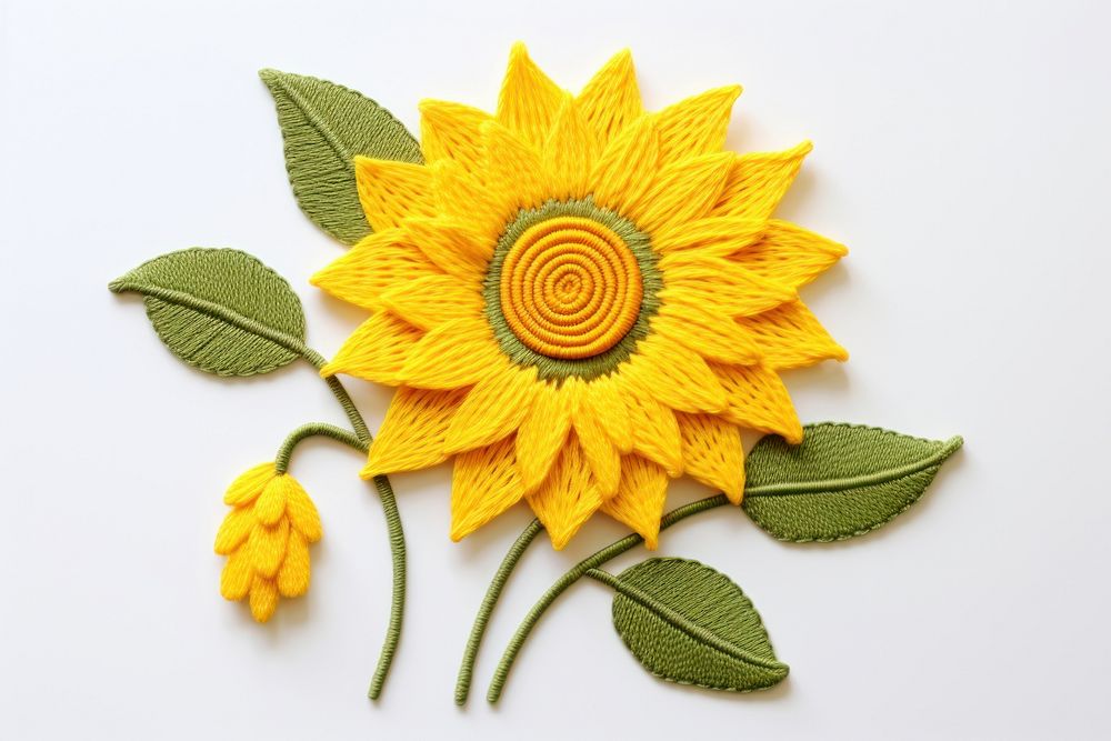 Cute Sunflower in embroidery style sunflower pattern plant.