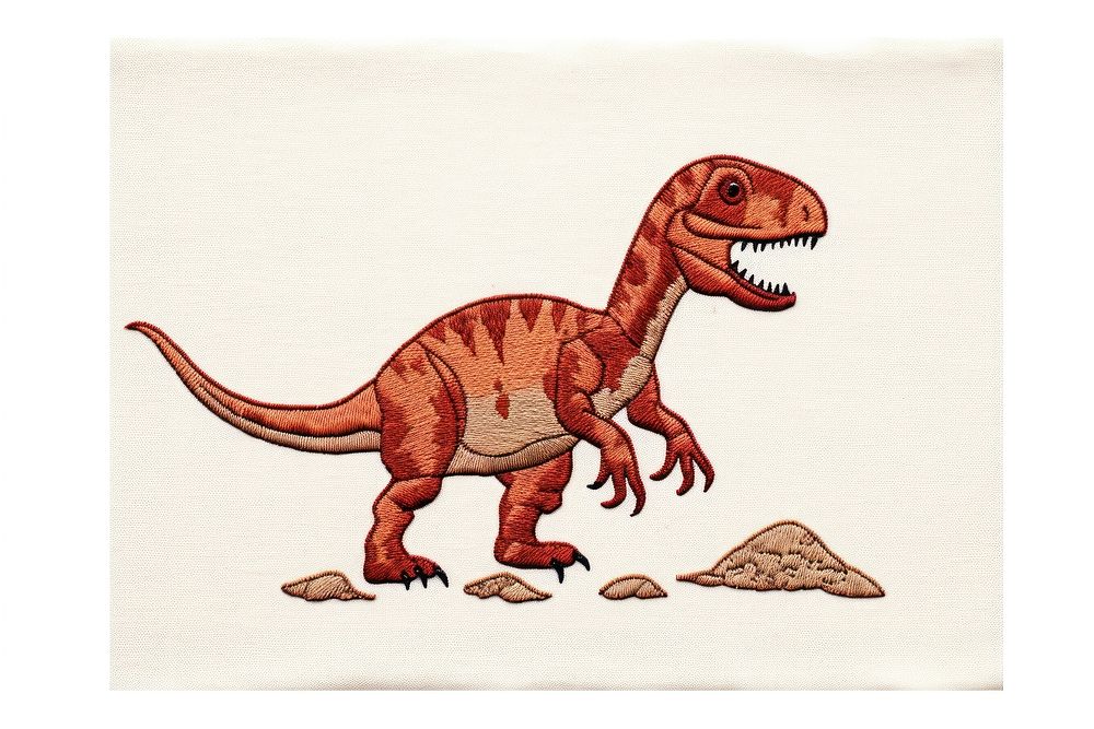Dinosaur in embroidery style dinosaur reptile animal.
