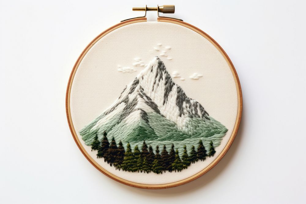 Mountain in embroidery style mountain pattern representation.