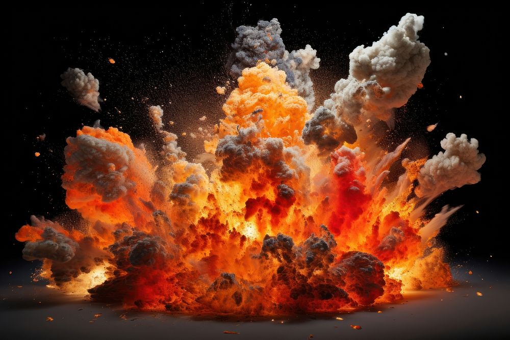 Explosion fire bonfire destruction.