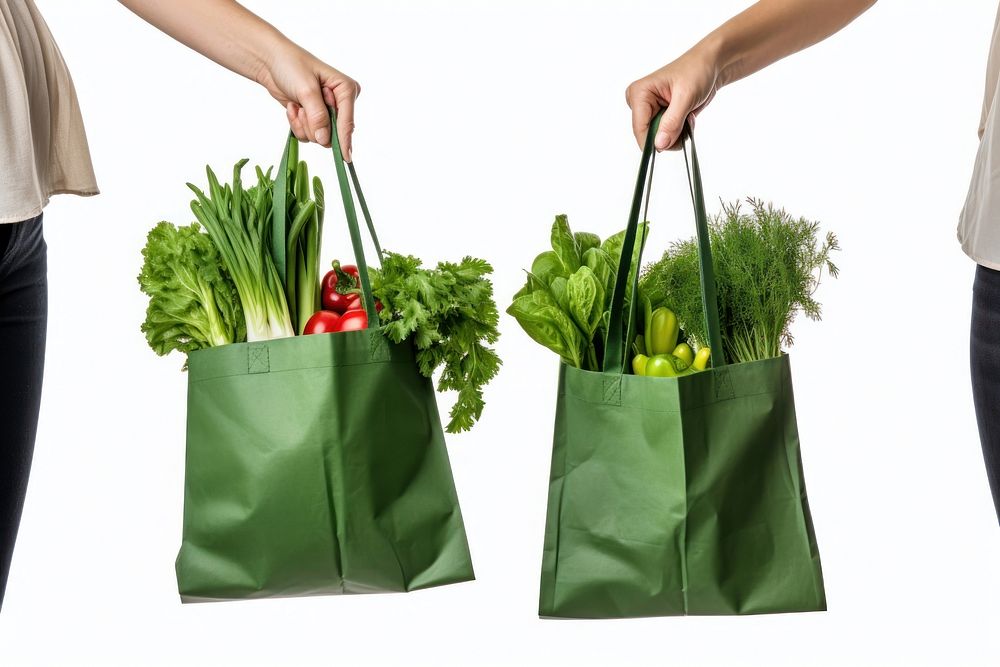 Green grocery bag adult plant woman. AI generated Image by rawpixel.