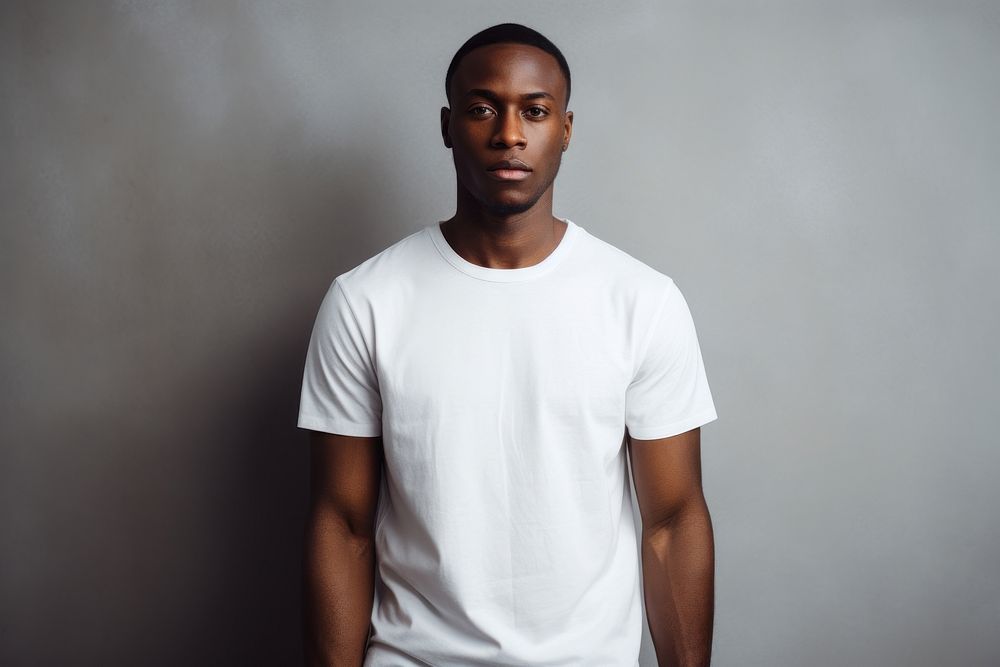 Black male t-shirt portrait adult. AI generated Image by rawpixel.