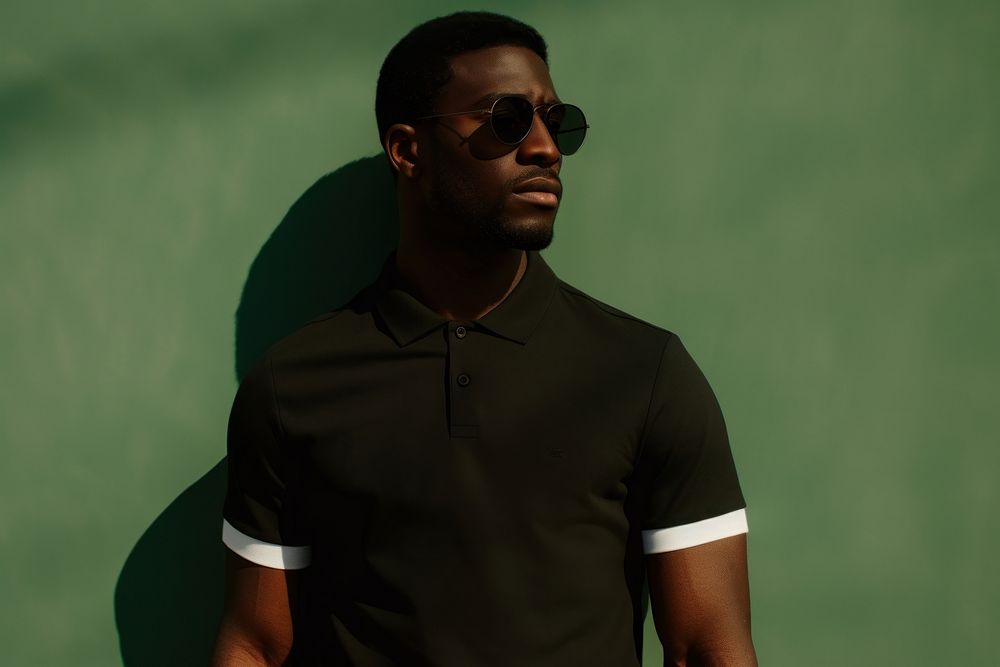Black male sunglasses portrait t-shirt. AI generated Image by rawpixel.