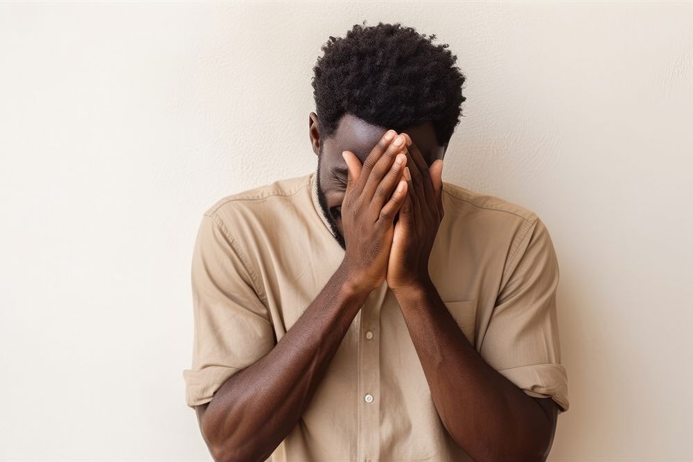 Black man adult pain disappointment. AI generated Image by rawpixel.