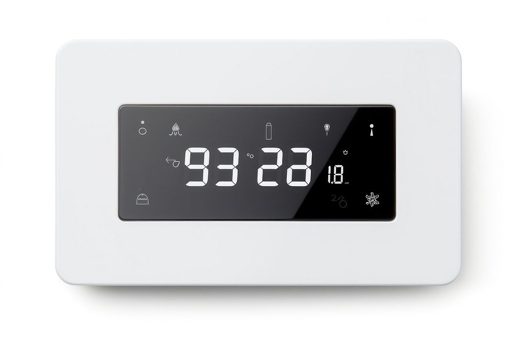 Digital Thermostat electronics white background electricity.