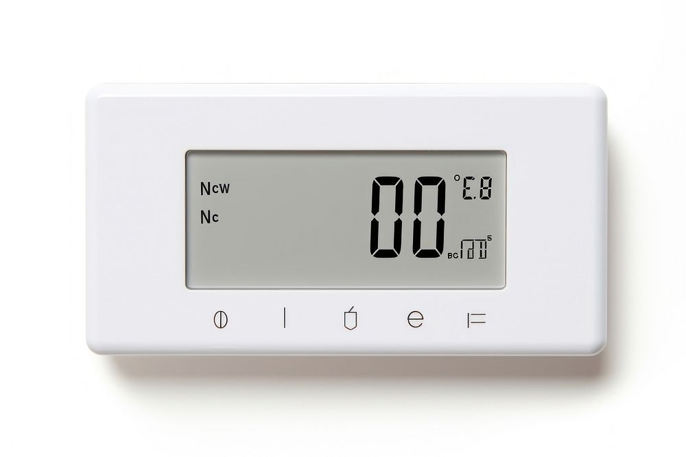 Digital Thermostat electronics white background architecture.