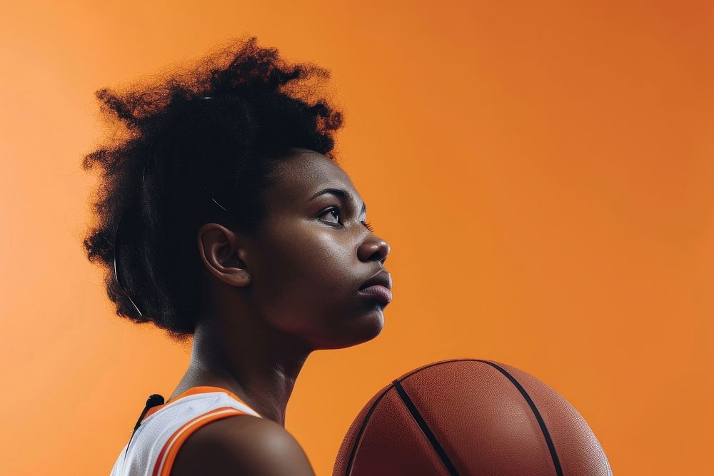 African American basketball player woman face portrait sports adult.