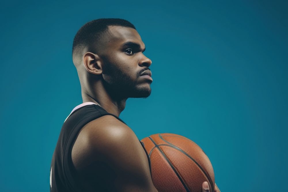 African American basketball player face portrait sports adult.