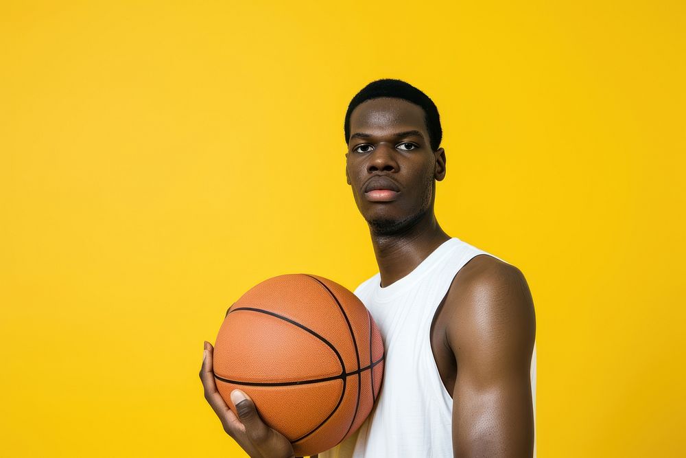 African American basketball player face portrait sports determination.