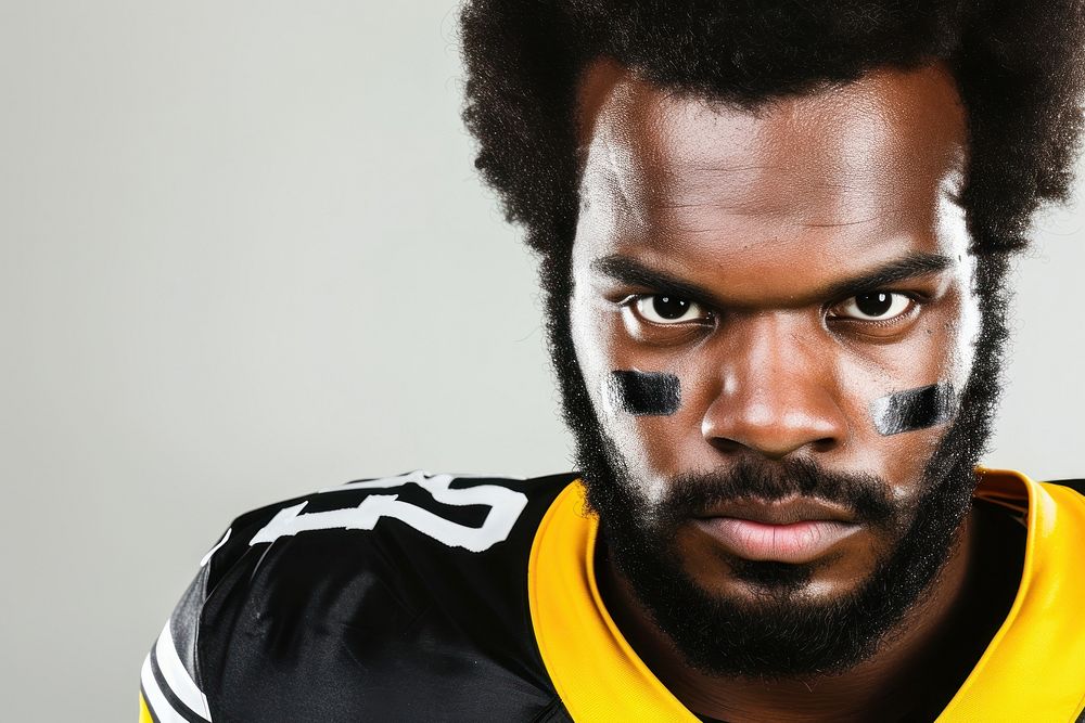 African American football player face portrait photography adult.