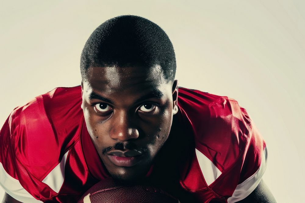 African American football player face portrait photography sports.