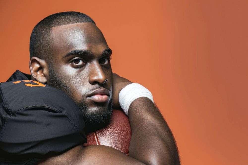 African American football player face portrait photography adult.