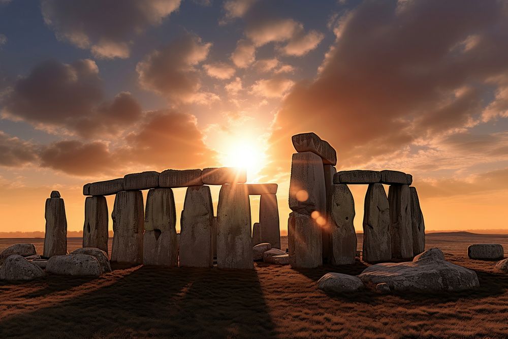 Stonehenge architecture tranquility archaeology. AI generated Image by rawpixel.