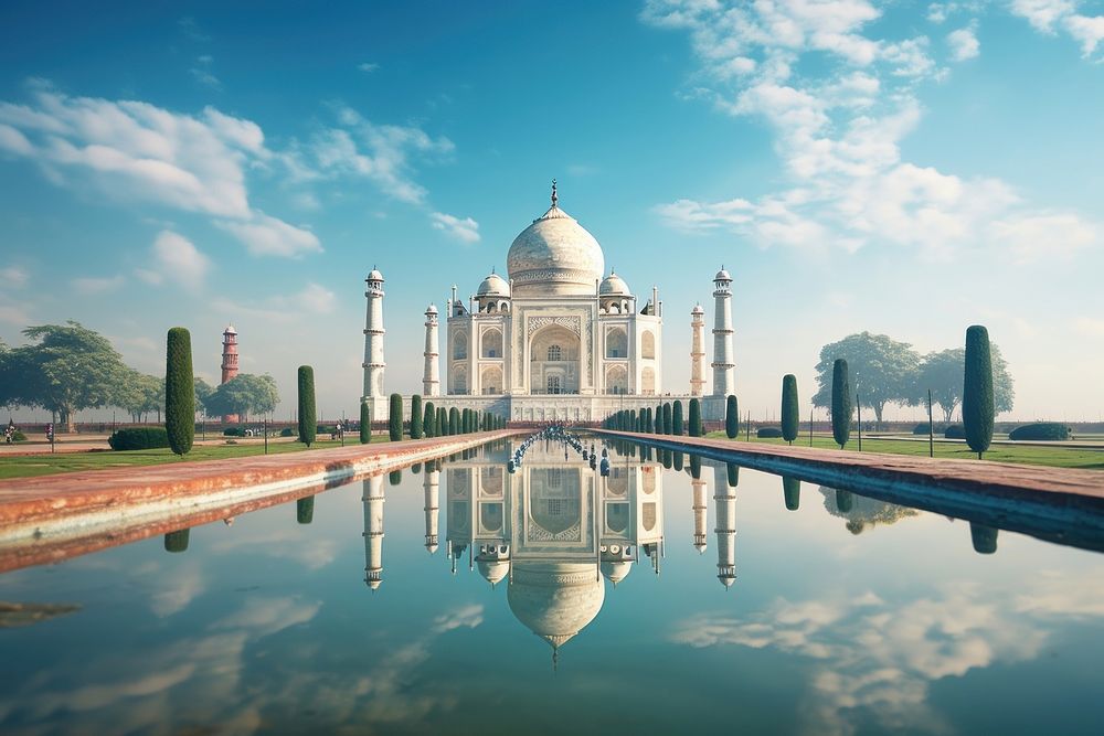 Taj mahal architecture outdoors landmark. AI generated Image by rawpixel.