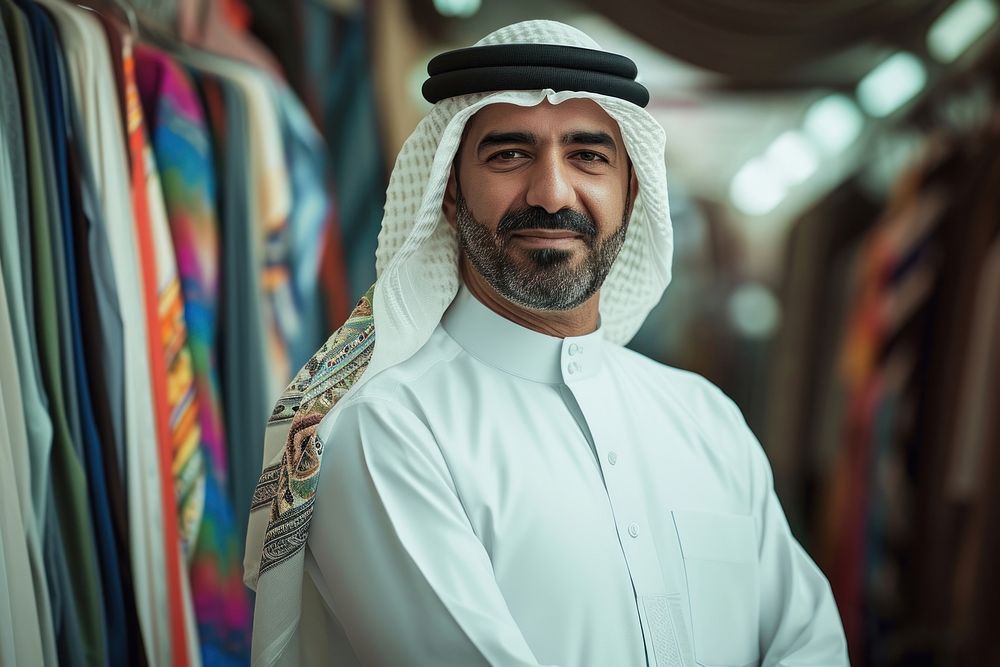 A arabman owner at clothing shop portrait adult consumerism.